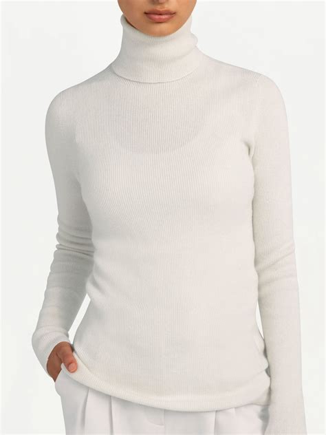 super fitted cashmere turtleneck.